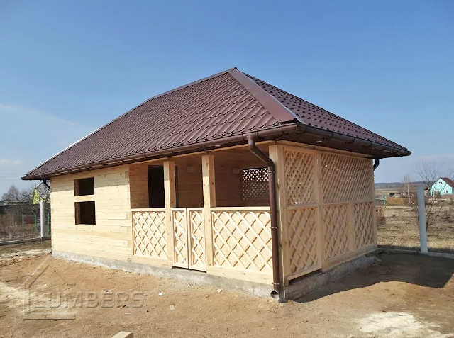 Одноэтажный деревянный дачный дом из бруса площадью 32м2 ✅Реальные фото ✅Выполним все строительные работы ✅Индивидуальные и готовые проекты ✅+375291863363.

